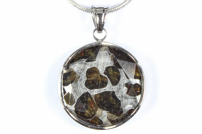 Sericho Pallasite Round Meteorite Pendant - Kenya #380557